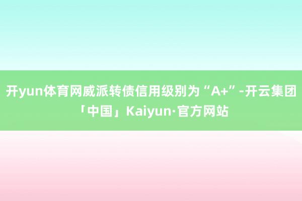 开yun体育网威派转债信用级别为“A+”-开云集团「中国」Kaiyun·官方网站