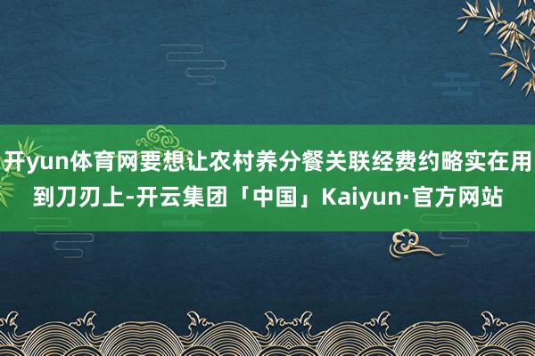 开yun体育网要想让农村养分餐关联经费约略实在用到刀刃上-开云集团「中国」Kaiyun·官方网站