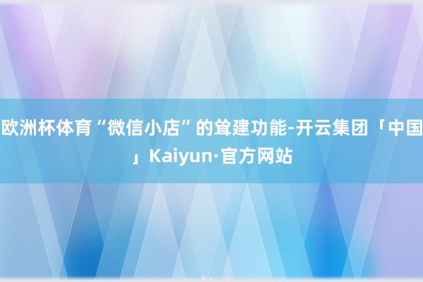 欧洲杯体育“微信小店”的耸建功能-开云集团「中国」Kaiyun·官方网站